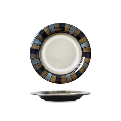 Creative Japanese Retro Ceramic Flat Plate Tableware