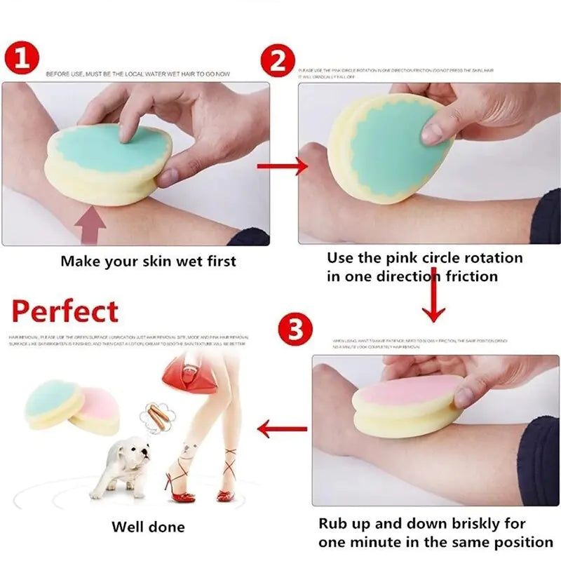 Painless Reusable Hair Removal Sponge for Face & Body