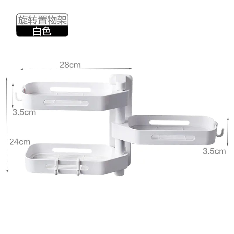 Rotating No-Drill Storage Rack for Bathroom & Kitchen