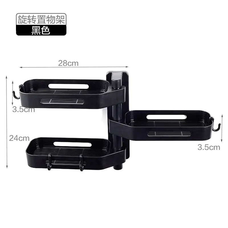 Rotating No-Drill Storage Rack for Bathroom & Kitchen
