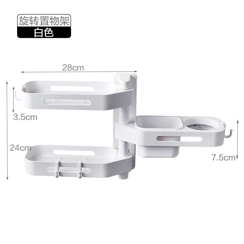 Rotating No-Drill Storage Rack for Bathroom & Kitchen